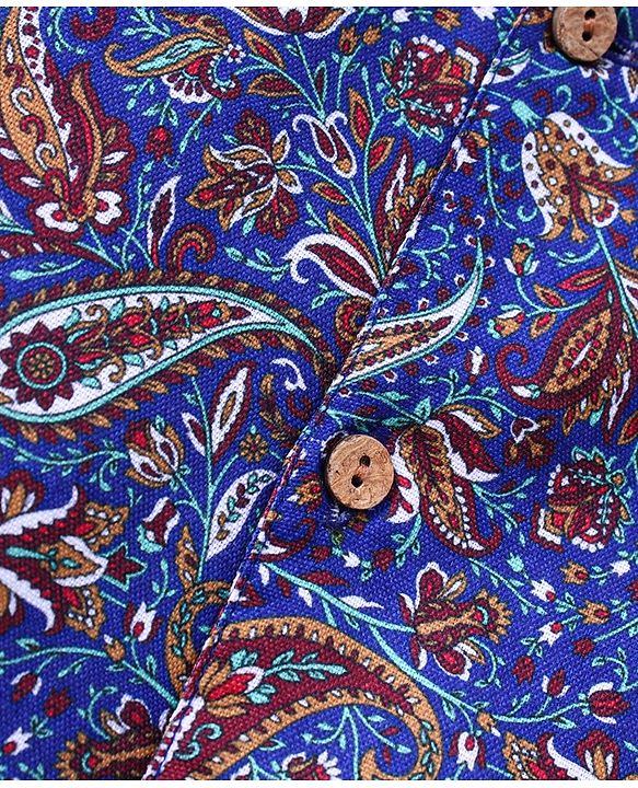 Babyhug Full Sleeves Kurta and Dhoti Set Paisley Print - Blue Red