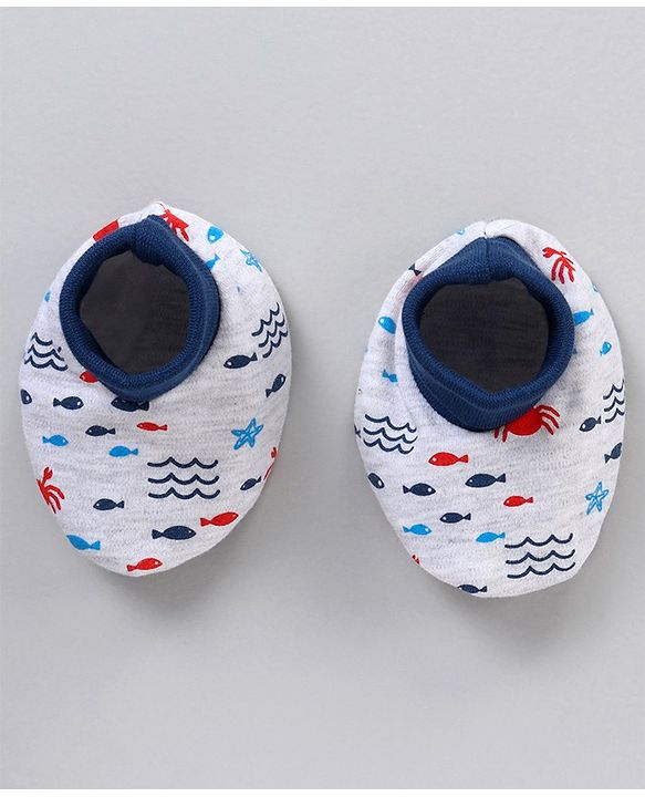 Babyhug 100% Cotton Cap Mitten Booties Set - Multicolour