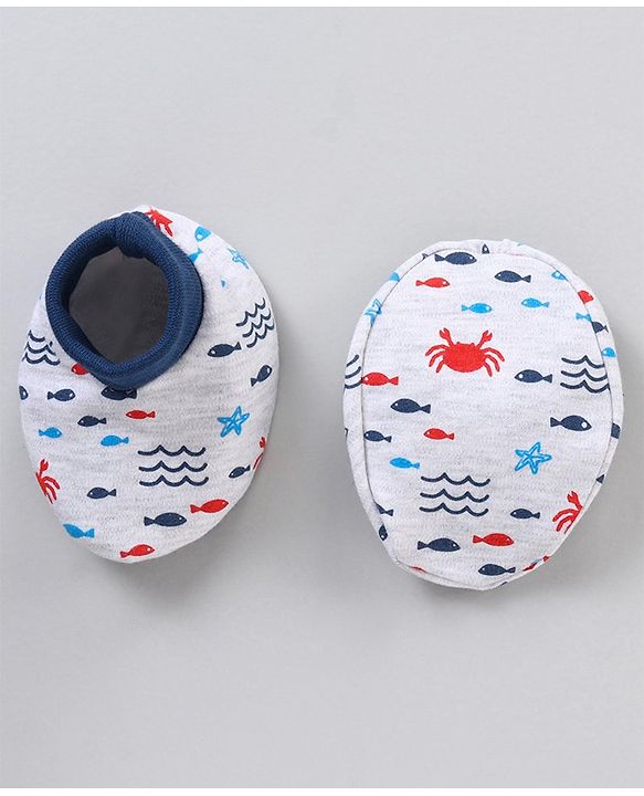 Babyhug 100% Cotton Cap Mitten Booties Set - Multicolour