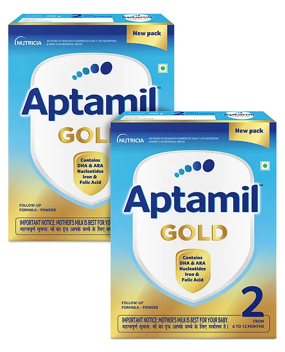 Buy Aptamil Gold Stage 2 Follow up Infant Formula Powder 400 gm (Pack of 2)  Online at