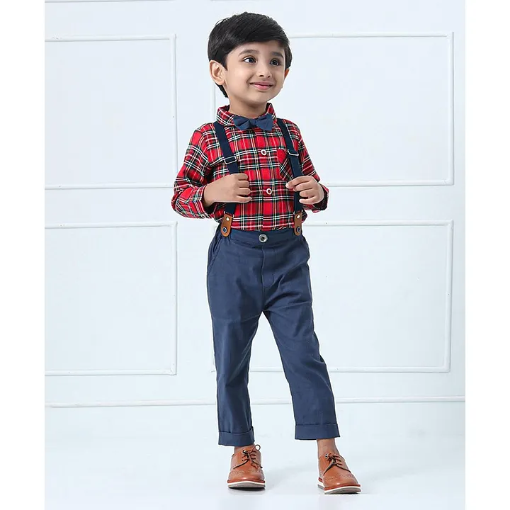 Trousers with braces  Dark blue  Kids  HM IN