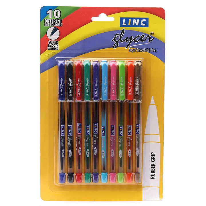 LINC Glycer 0.6 mm Ball Pen Pack of 10 Multicolor Ink Online in India, Buy  at Best Price from  - 10521095