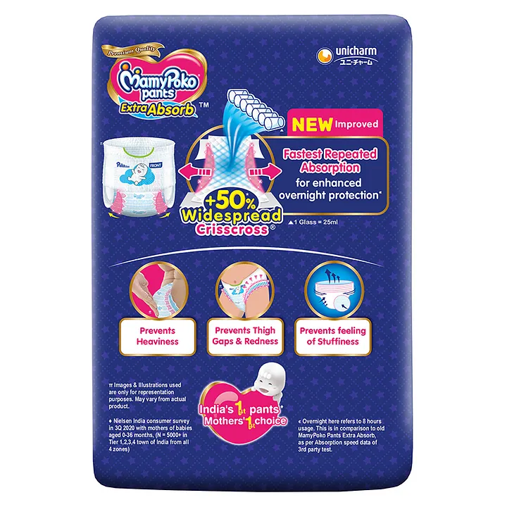 Buy Mamypoko Pants Extra Absorb Large Size Diaper 9Kg 14Kg 4 Diapers Online  at Best Prices in India | Qubitlink.com