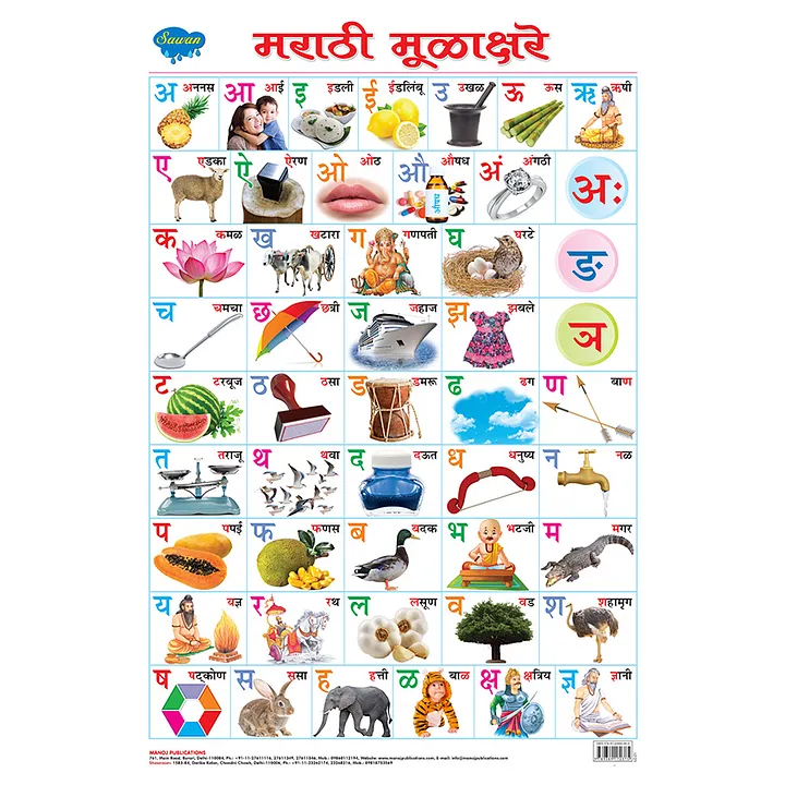 Hindi Marathi Alphabet Charts For Nursary Children, 55% OFF