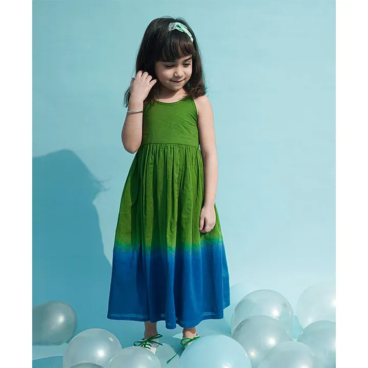 DupattaAdorned Green Gown with Ruffles