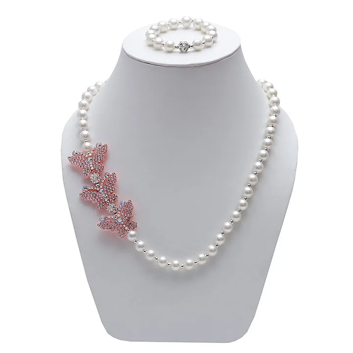Buy Women Pink And Ivory Pearl Necklace And Earrings Set  Necklace Sets   Indya