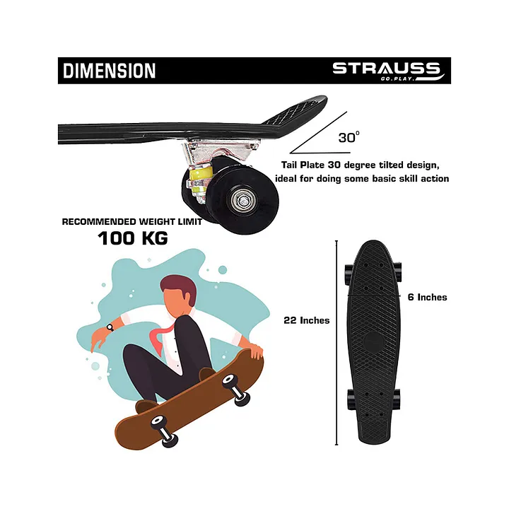 Strauss Cruiser Penny Board Black Online India, Buy Best Price Firstcry.com - 11077681