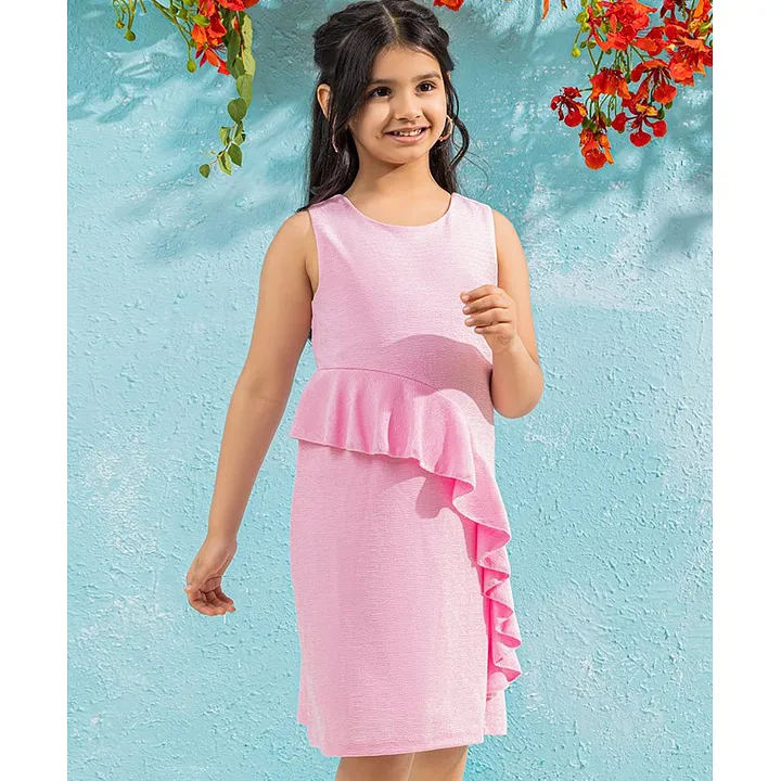 Wine Ruffle Party Frock  Pink Chick