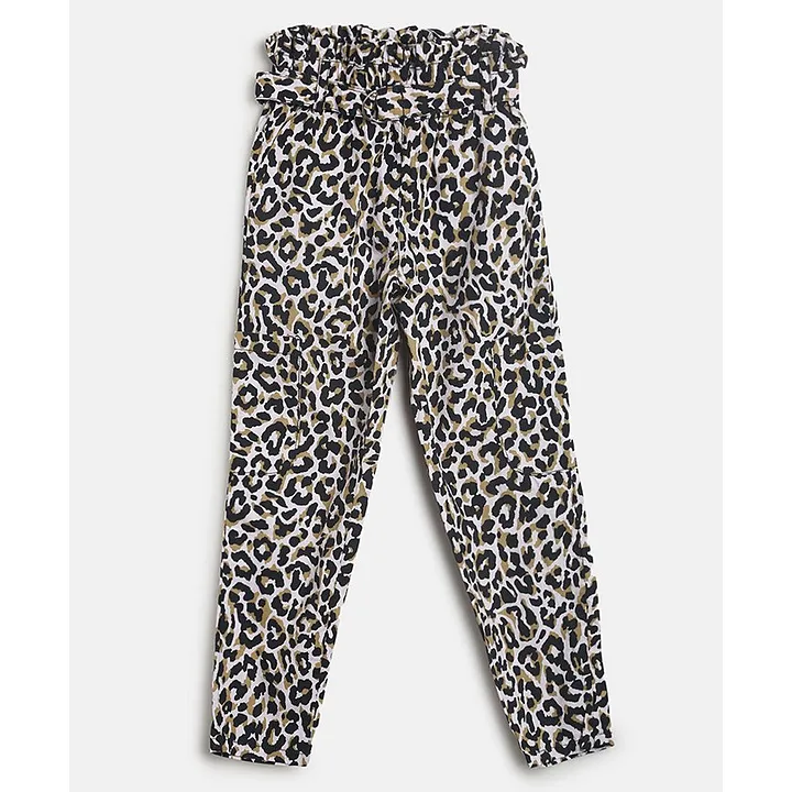 Leopard Print Wide Leg Trousers  In The Style