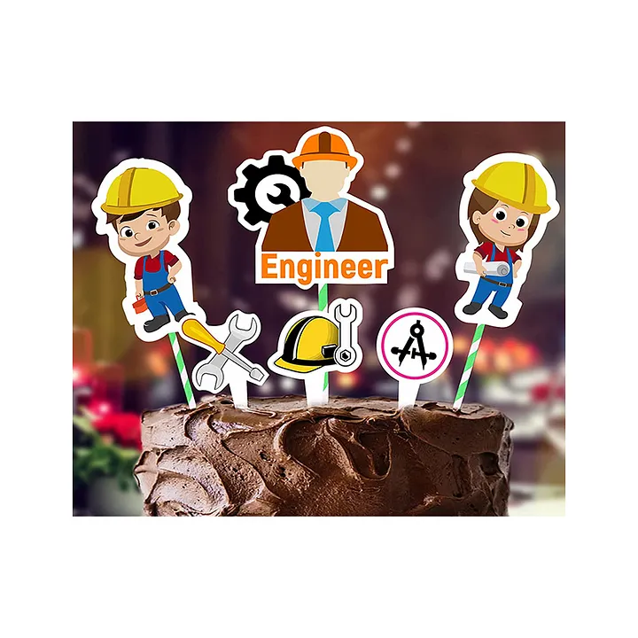 CAMARILLA Mechanical Engineer Theme Cake Topper for Girls Boys Birthday  Party Baby Shower Friendly Paper Cake Topper Cake Decoration Items Party  Favors Pack of 6 Multicolor Online in India, Buy at Best