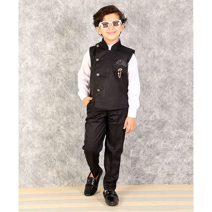 Buy KLAUD ZEE Boys Cotton Blend 3Piece Shirt Trouser Waistcoat And  BowTie Set Online at Best Prices in India  JioMart