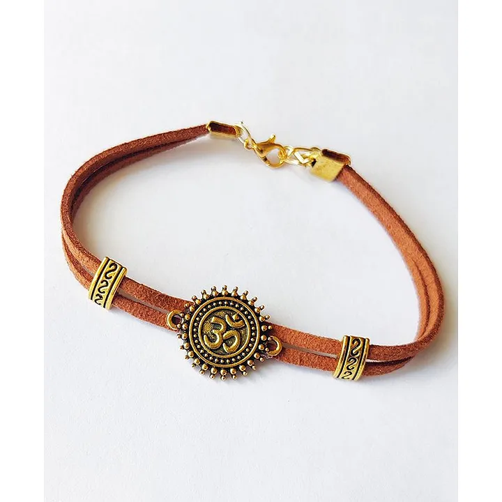 Gold Tone Auspicious OM Bracelet Rakhi  VOYLLA