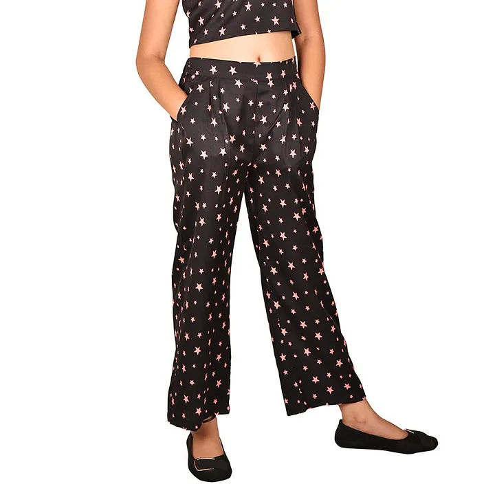 Buy online Black Printed Flared Palazzo from Skirts tapered pants   Palazzos for Women by Clora Creation Plus for 999 at 67 off  2023  Limeroadcom