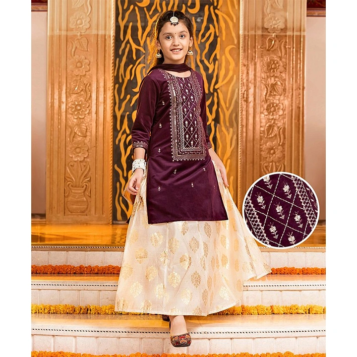 Buy Pink lehenga for girls with kurti dupatta and silver lace 2 at  Amazonin