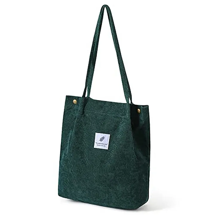 Momisy Corduroy Tote Bag Solid- Dark Green [+info]