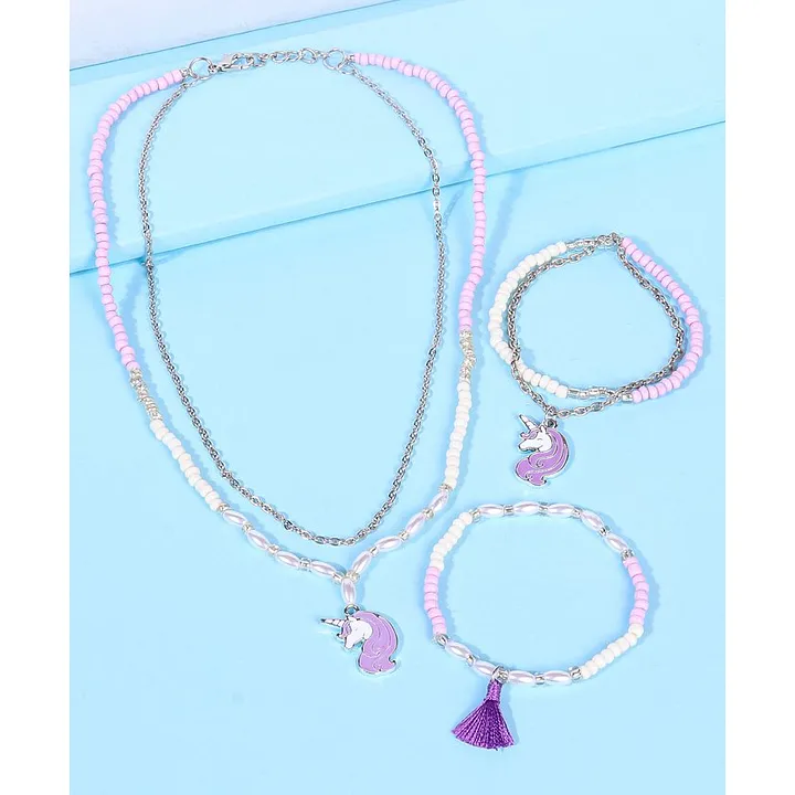 Jewelz Cute Beaded Necklace And Bracelet Set in Shades of Pink For Kids In  Playful Design  Jewelz