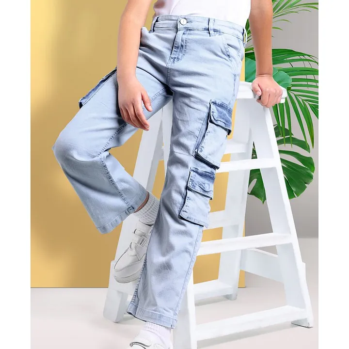 Buy Arias Cotton Stretch Light Wash Cargo Pocket With Straight Hem Bottom  Jeans Light Blue For Boys (5-6Years) Online In India, Shop At Firstcry.Com  - 12324257