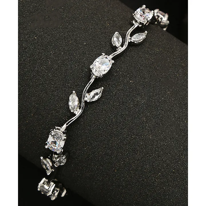 Sparkling Chain Charm Bracelet For Women In Sterling Silver With Clear  Cubic Zirconia 67 In  17 Cm  Fruugo IN
