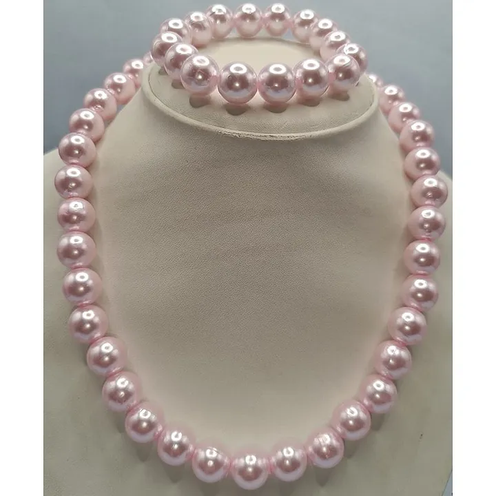Pink Shell Pearl Bracelet With Lac Beads