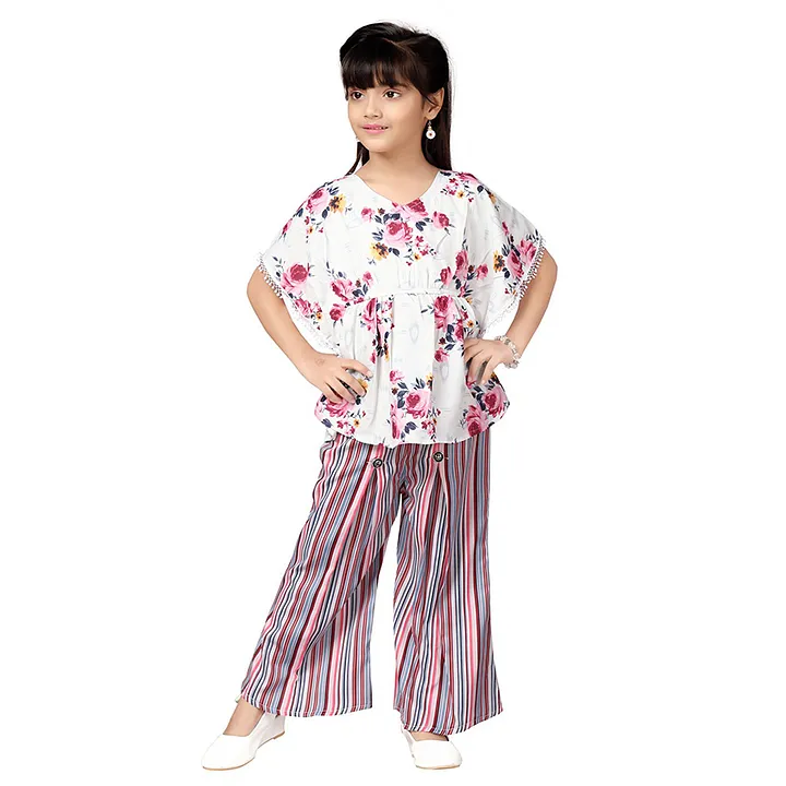 Buy KID1 Three Fourth Sleeves Geometric Design With Lace Embellished  Jaquard Top  Palazzo Red for Girls 45Years Online in India Shop at  FirstCrycom  14465192