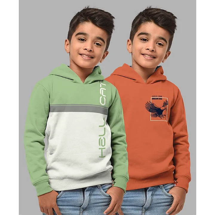 HELLCAT Boys Pack Of 2 Graphic Printed Hooded Sweatshirts - Price