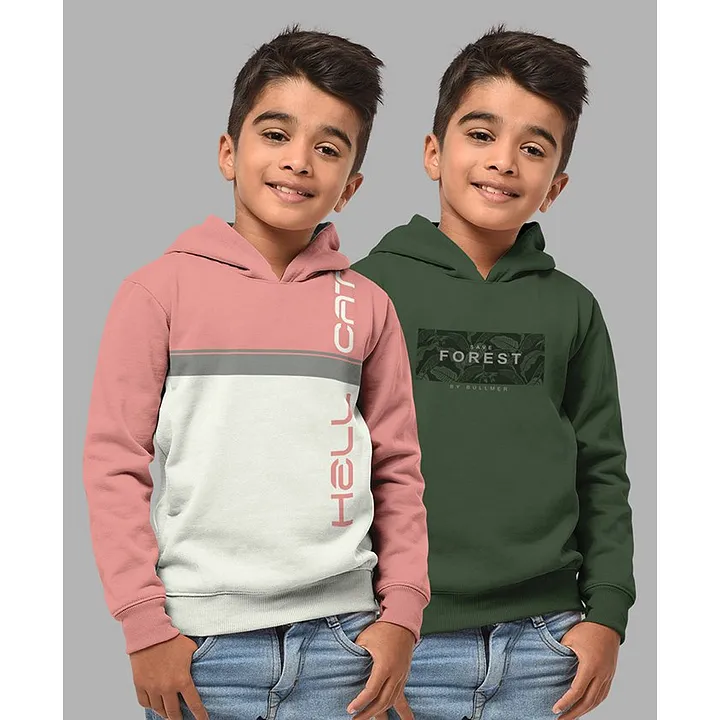 HELLCAT Boys Pack Of 2 Graphic Printed Hooded Sweatshirts - Price