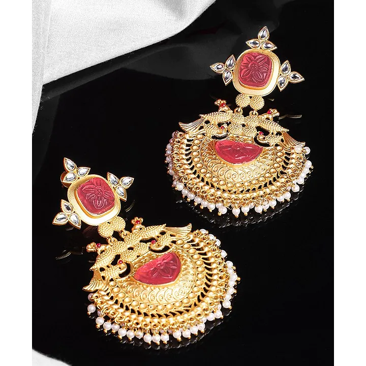 Buy New Gold Pattern Lakshmi Design Long Dangle Earrings for Women