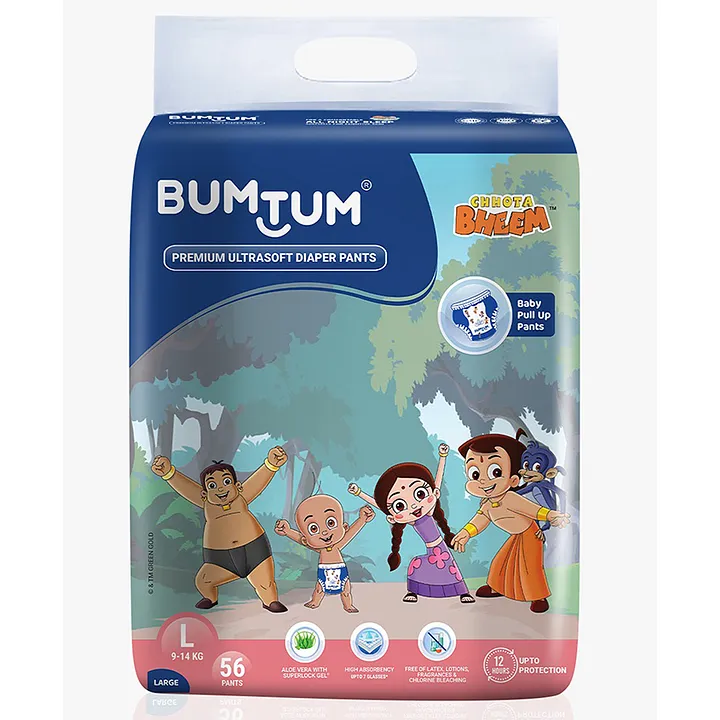 Bumtum Super Soft Open Tape Baby Diaper Pants with Double Leakage  Protection  12 to 17 Kg 
