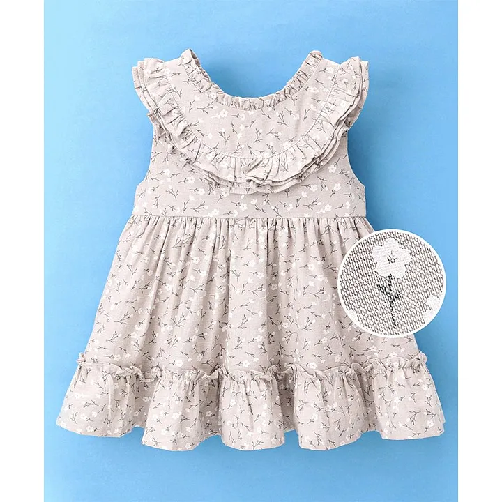 Buy Babyhug Rayon Woven Frill Sleeves Floral Print Frock With Bow Applique  Offwhite for Girls 1218Months Online in India Shop at FirstCrycom   12627985
