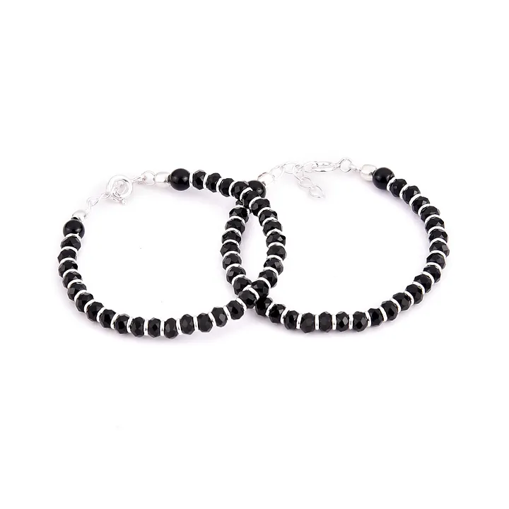 CLARA Bangle Bracelets and Cuffs  Buy CLARA 925 Silver Rhodium Plated Black  Beads Bow Hand Mangalsutra Bracelet Gift For Wife Online  Nykaa Fashion