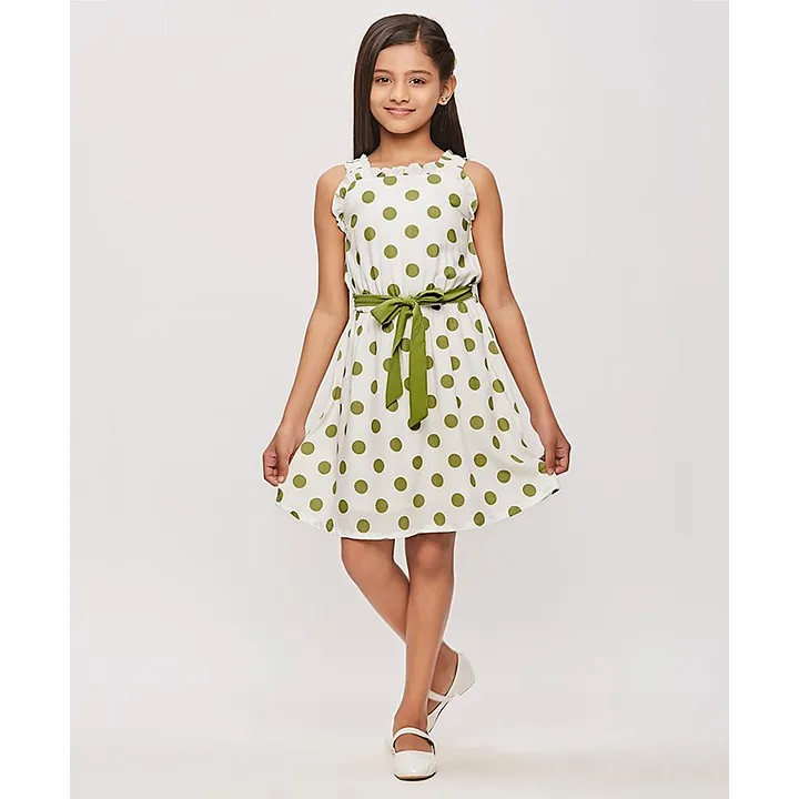 Buy Tiny Girl Short Flutter Sleeves All Over Hearts Print Middi Dress Olive  Green for Girls 1213Years Online in India Shop at FirstCrycom   11753381