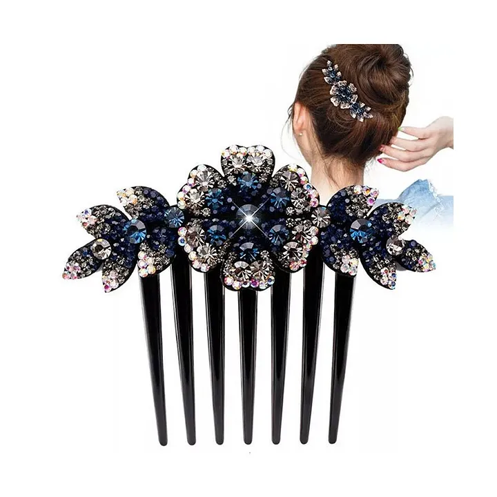 4 Pcs Rhinestones Flowers Hair Side Combs for Women Accessories, Diamonds  Hair Fork Clip for Updo