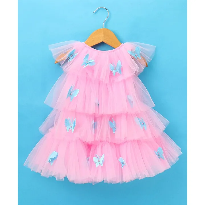 Little Girls ALine Midi Dress Toddler Kids Baby Girls Summer Butterfly  Princess Dress Skirt Puff Sleeve Skirt  34 Years  Amazonin Clothing   Accessories