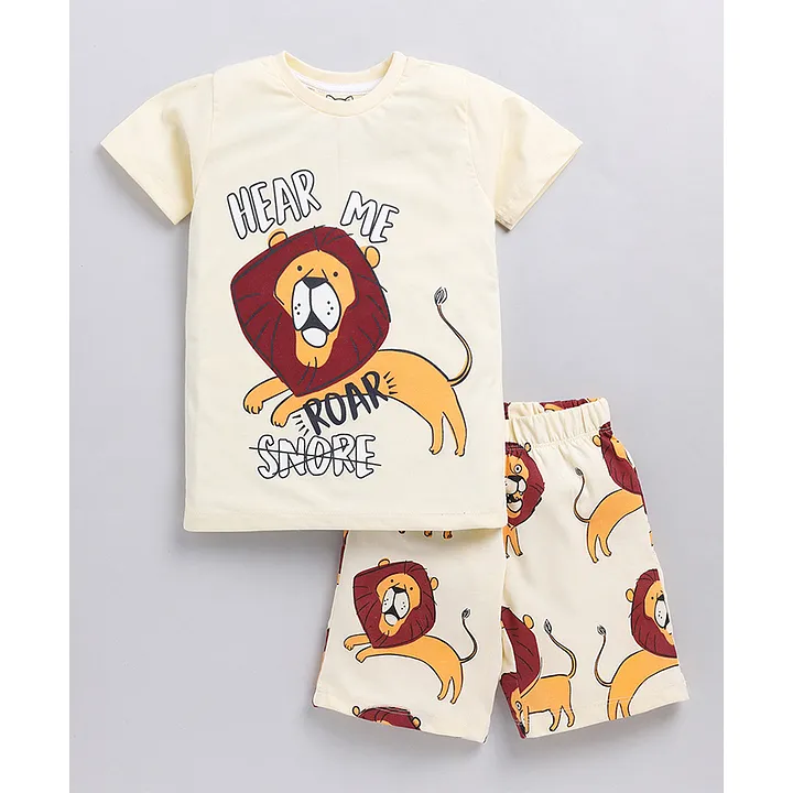 Me　Printed　Roar　Shorts　With　India,　Coordinating　Marine　at　Buy　Online　for　Hear　(4-5Years)　13330828　Yellow　Sleeves　Little　Lion　Cream　Tee　Half　Shop　Boys　in
