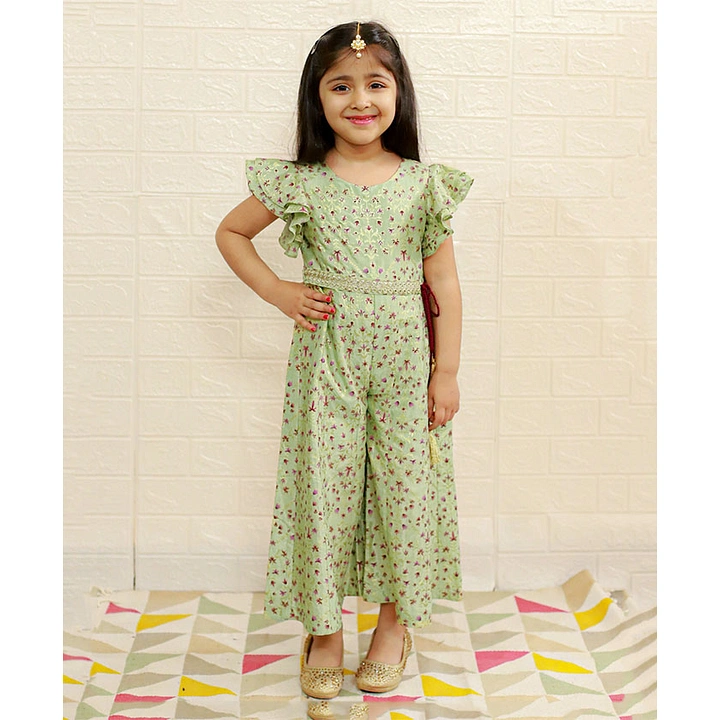Buy Green girls fusion ethnic jumpsuit Online for kids by Lil Drama -  4167678-calidas.vn