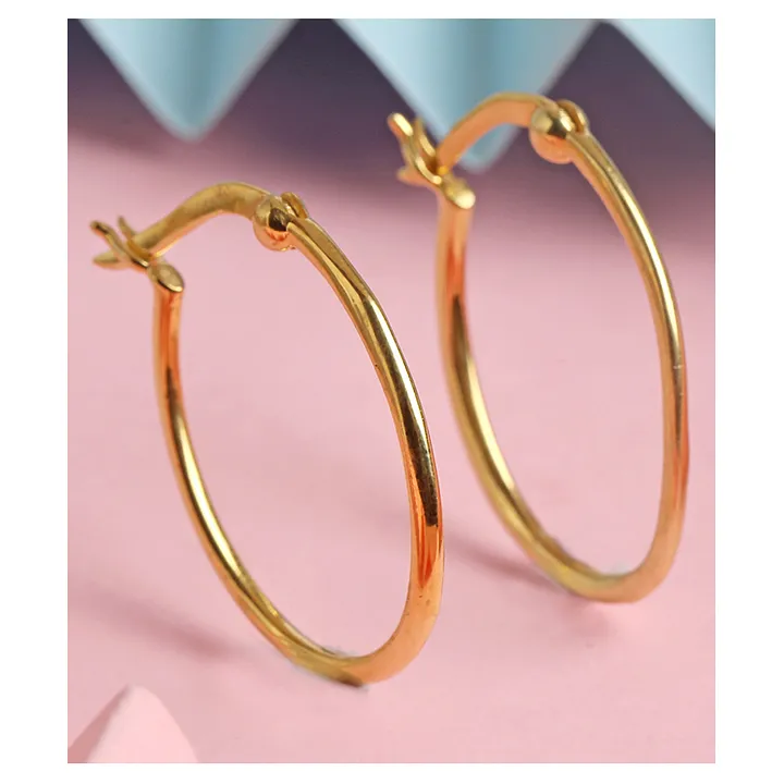 CLARA 925 Sterling Silver Oval Hoop Earring Gold Plated Gift for Women