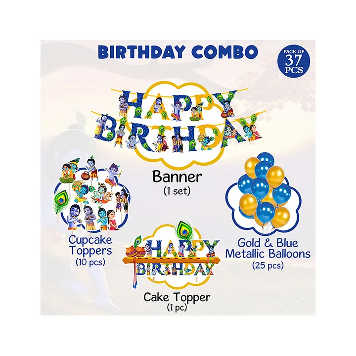 The Blu Party� Little Krishna Theme Birthday Cake Topper for Little Krishna  Birthday Decorations with Baby Name & Age : Amazon.in: Toys & Games