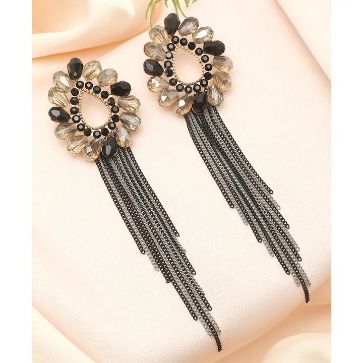 Yellow Chimes Long Earrings for Women Western Rose Gold Plated