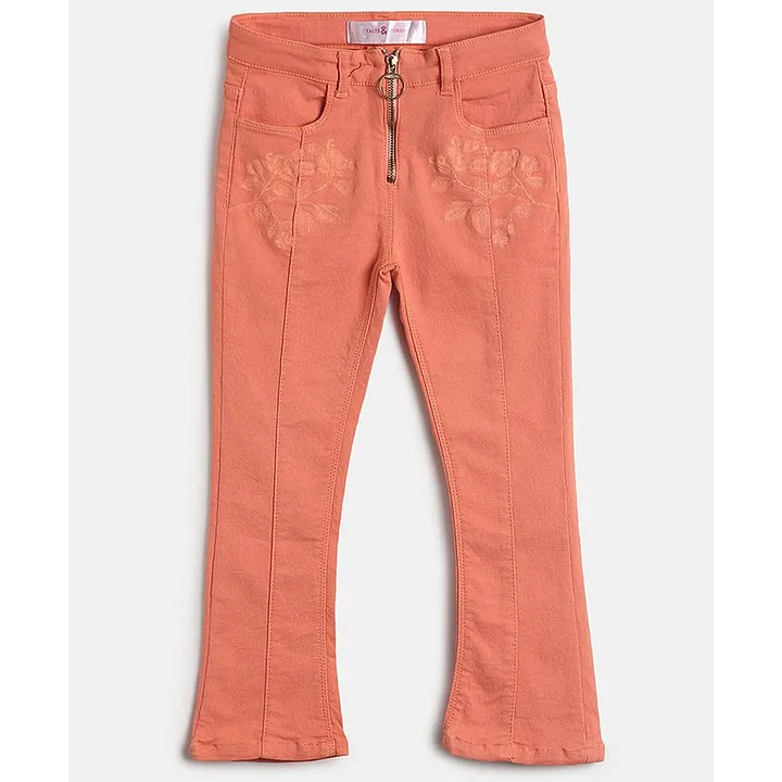 Buy Girls Black  Orange Check Straight Pants Online at Sassafras