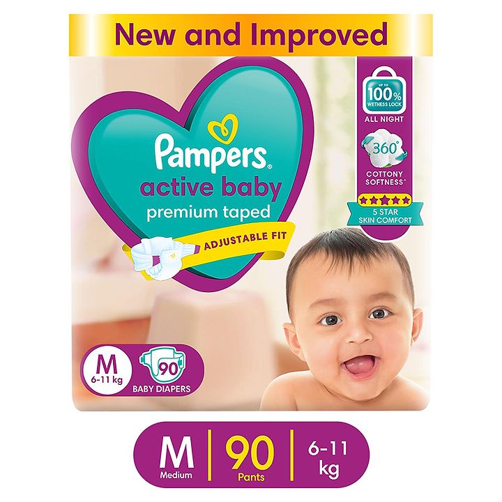 Pampers Active Baby Diapers Medium - 90 