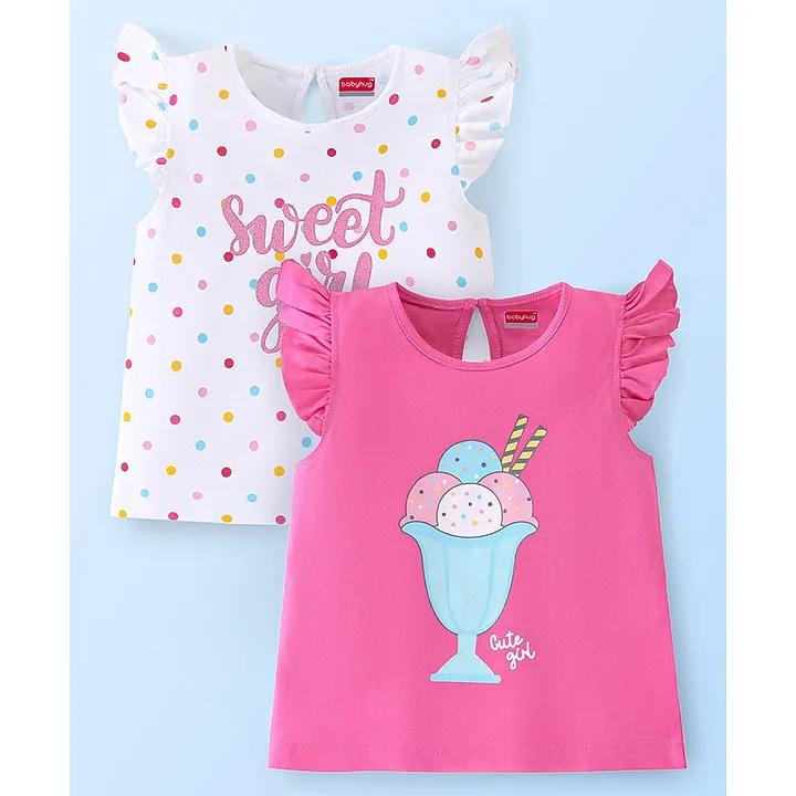 Buy Babyhug Cotton Half Sleeves Tee With Ice Cream Graphics