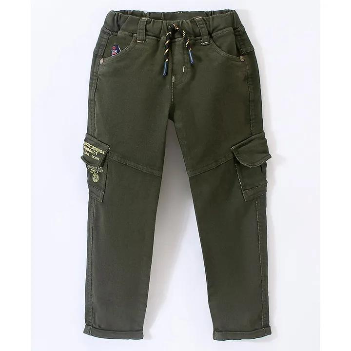 Men RegularFit Olive Green CottonLycra Lower Pants