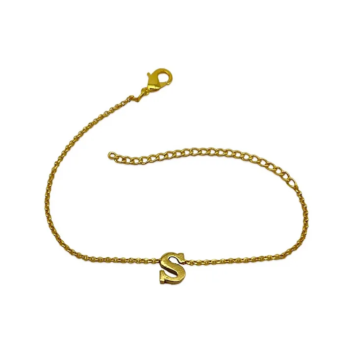 Digital Dress Room Letter ''R'' Bracelet Rakhi Fancy Gold Plated Alphabet  Pendant Chain Bracelet For Brother Fashion Artificial Imitation Jewellery  (6