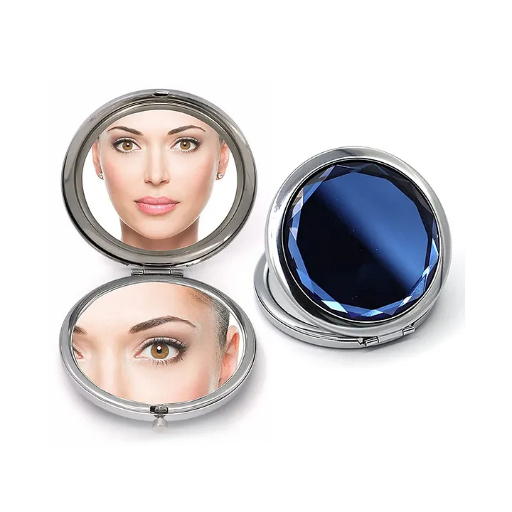 MAJESTIQUE 1X/2X Magnifying Round Metal Pocket Makeup Mirror