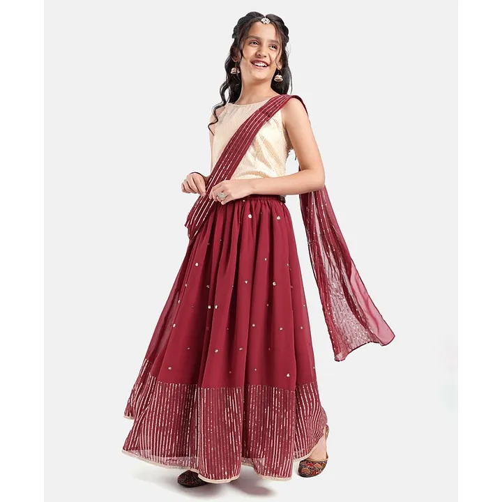 Maroon Embellished Shimmer Lehenga choli - Womens Ethnic Kurtis, Kurtas and  Suits