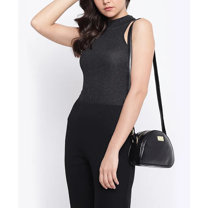 KLEIO Black Sling Bag Beautiful D Shape Light Crossbody Sling Hand bag For  Women Girls Ladies Black - Price in India