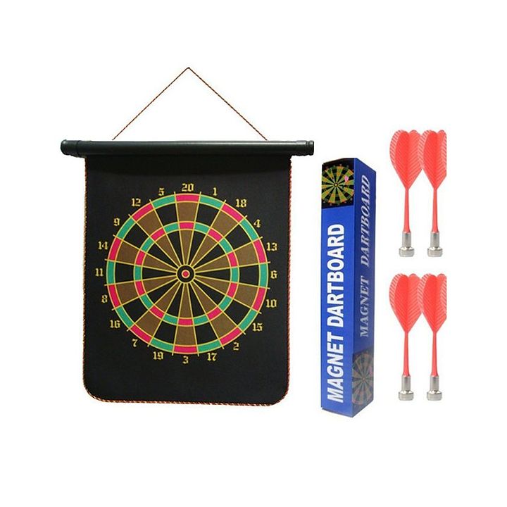 2in1 MAGNETIC DARTBOARD ROLL UP 2 MAGNET DARTS GAME DART BOARD DOUBLE SIDED FUN