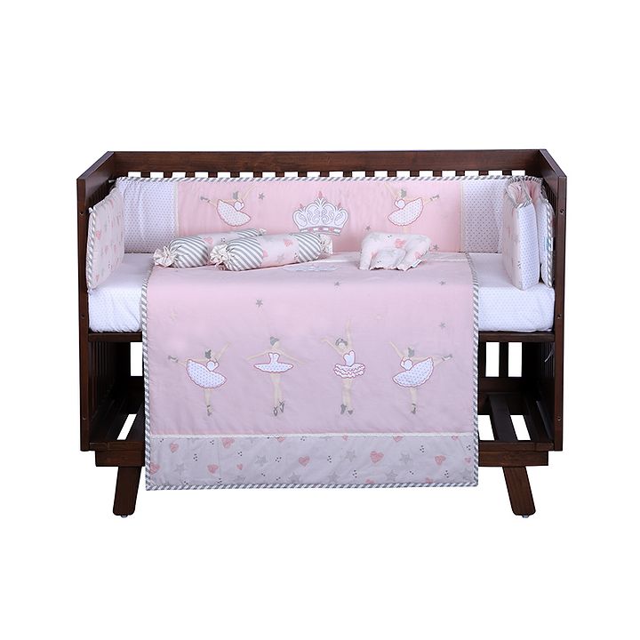 pink grey cot bedding