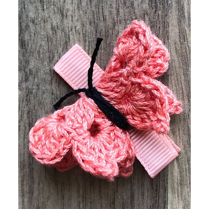 This And That By Vedika Big Crochet Butterfly Hair Clips Peach For