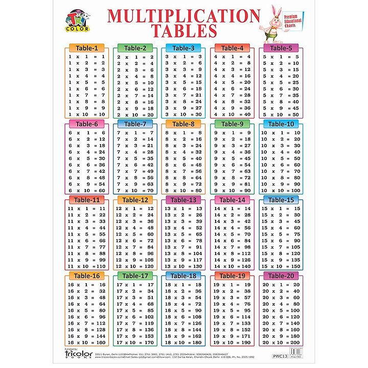 Big Multiplication Table Chart